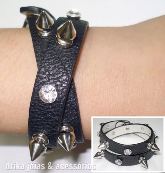 Pulseira Couro Ecologico Spike